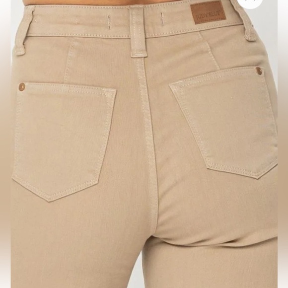 Judy Blue wide leg khaki jeans with a raw hem cropped high waist Size 7/28 comfy - Picture 4 of 11